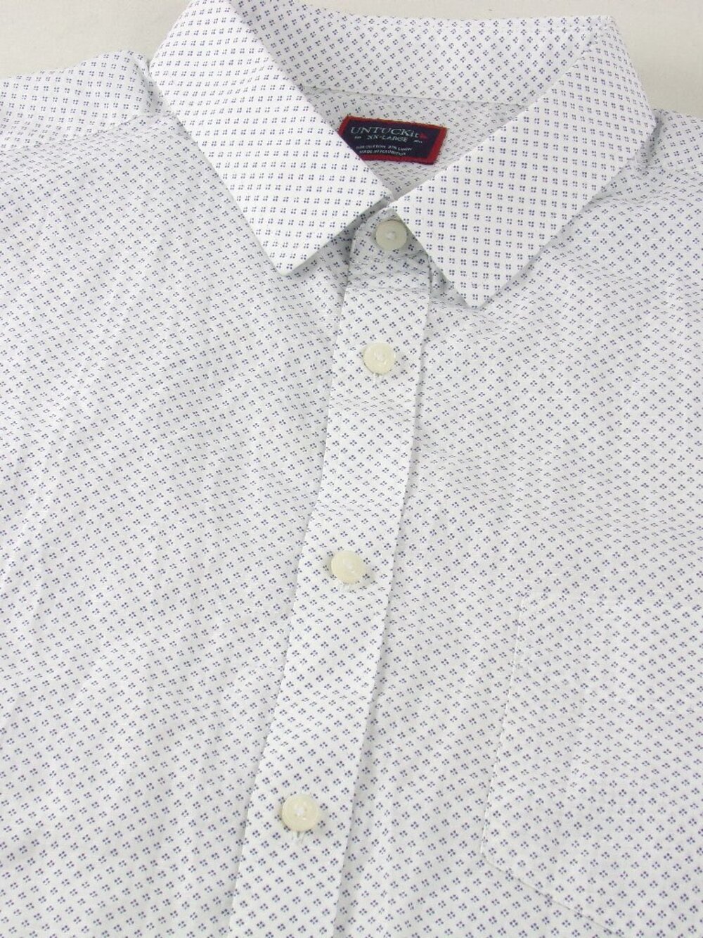 Untuckit Riverside Linen Blend Shirt 2XL White Polka Dot Button Up Short Sleeve